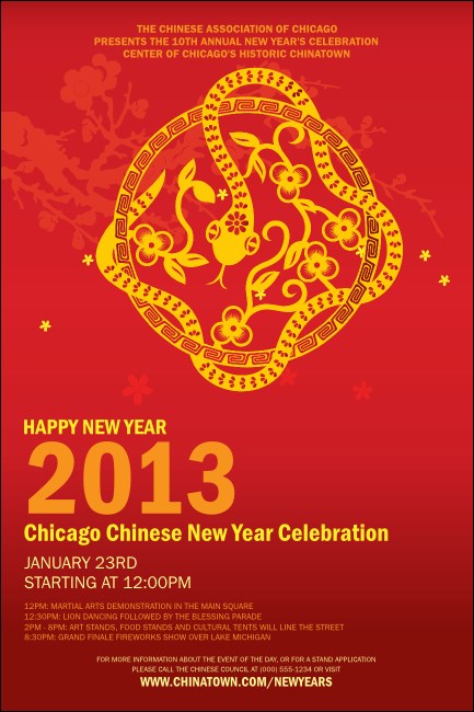 Chinese New Year Flower Snake Poster Product Front