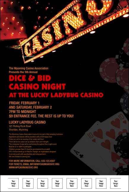 Casino Night Poster with Image Upload