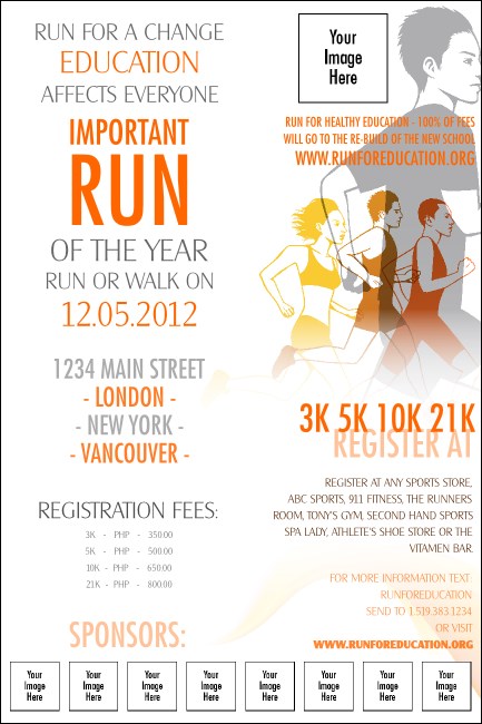 Run for a Cause Orange Logo Poster