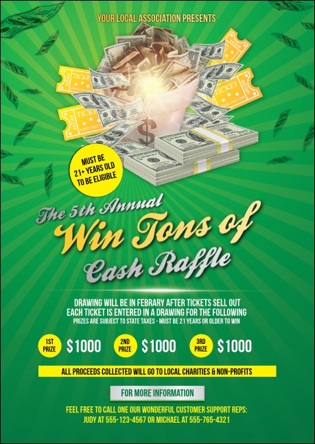 Cash Raffle Green Postcard