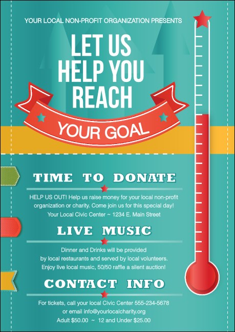 Fundraising Thermometer Postcard Product Front