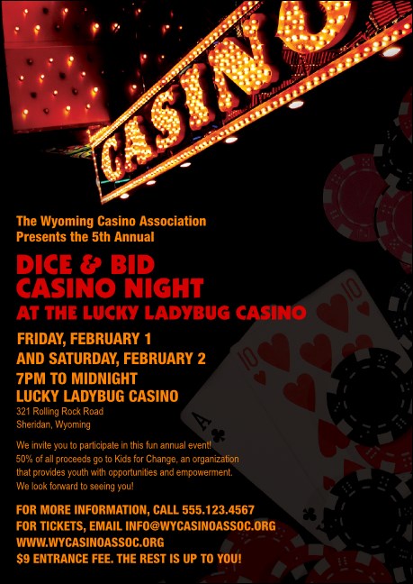 Casino Night Post Card Product Front