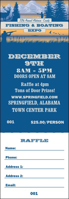 Fishing and Hunting Expo Raffle Ticket Product Front