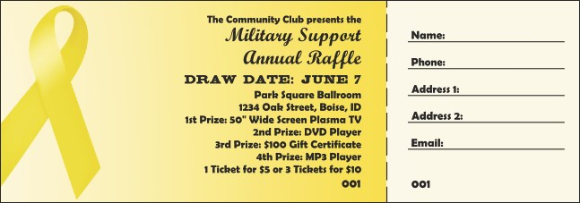 Yellow Ribbon Raffle Ticket