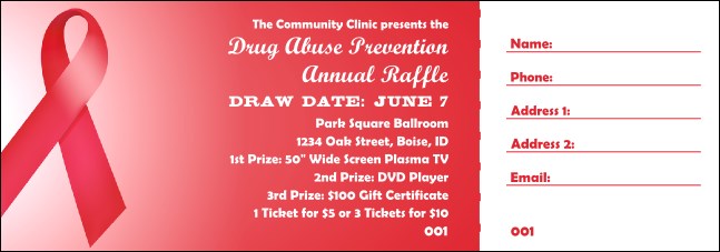 Red Ribbon Raffle Ticket Product Front