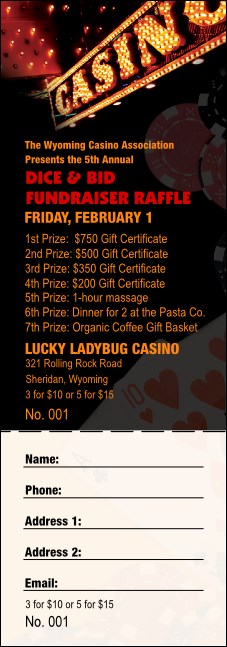 Casino Night Raffle Ticket