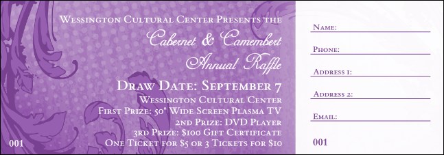 Year Classic Purple Raffle Ticket Product Front