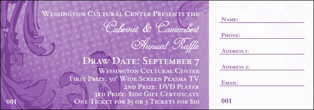 Year Classic Purple Raffle Ticket