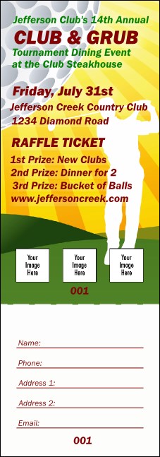 Golf Backswing Raffle Ticket