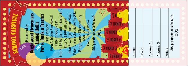 School Carnival Raffle Ticket