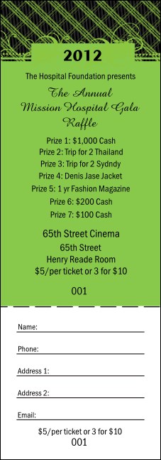 Year Gala Plaid Green Raffle Ticket Product Front