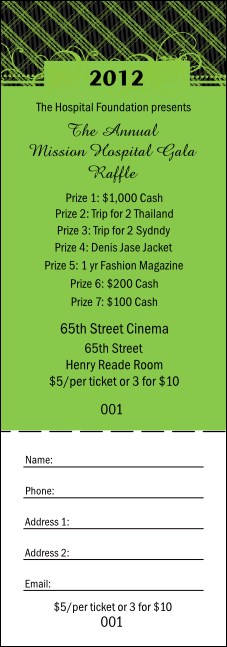 Year Gala Plaid Green Raffle Ticket