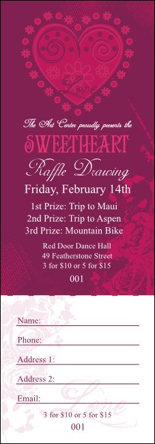 Valentine Heart Raffle Ticket