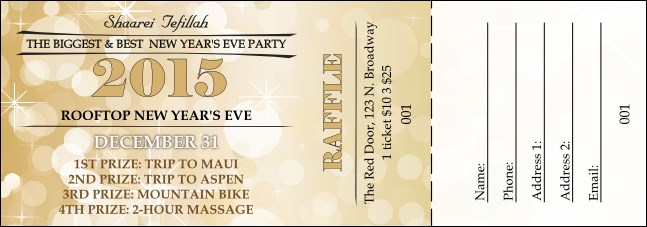 Gold Glitter Raffle Ticket