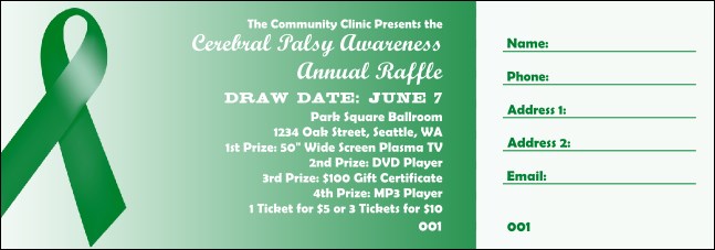 Green Ribbon Raffle Ticket