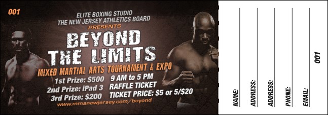 MMA Main Event Brown Raffle Ticket