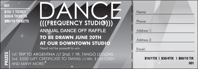 Dance Studio Spotlight Raffle Ticket BW