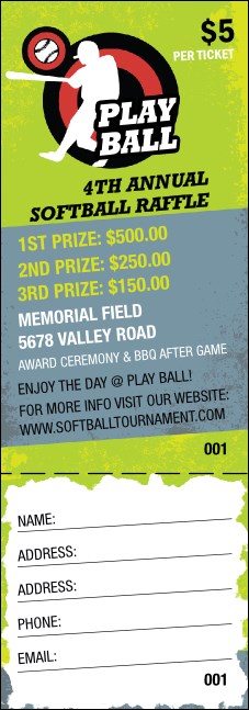 Softball Raffle Ticket