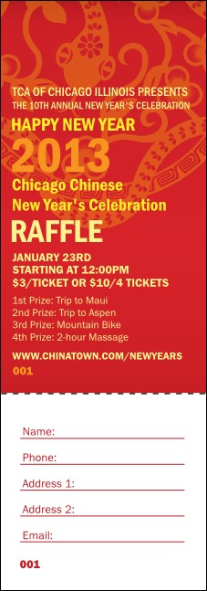Chinese New Year Flower Snake Raffle Ticket Product Front