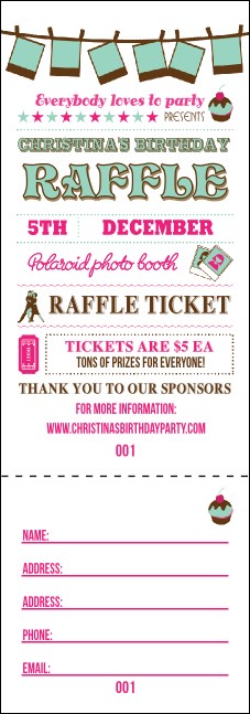 Birthday Whimsical  Raffle Ticket