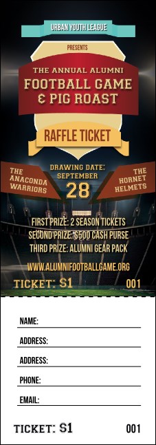 American Football Lights Raffle Ticket Product Front
