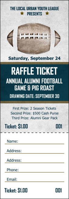 American Football Blue Raffle Ticket