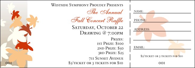 Fall Leaf Raffle Ticket 001 Product Front