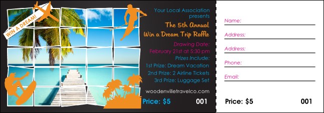 Win a Vacation Raffle Ticket Product Front