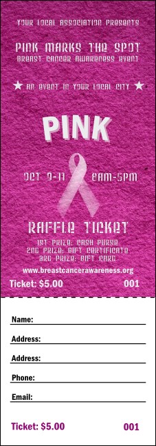 Breast Cancer Pink Ribbon Raffle Ticket