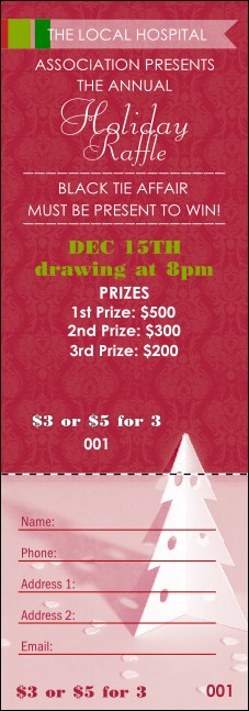 Paper Christmas Tree Red Raffle Ticket Product Front