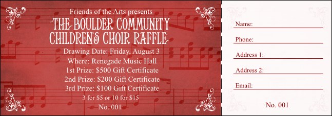 Choral Raffle Ticket Product Front