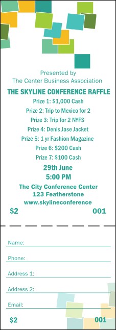 Green Squares Raffle Ticket