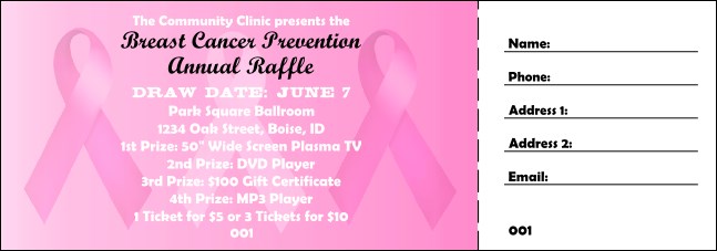 Pink Ribbon Raffle Ticket 001