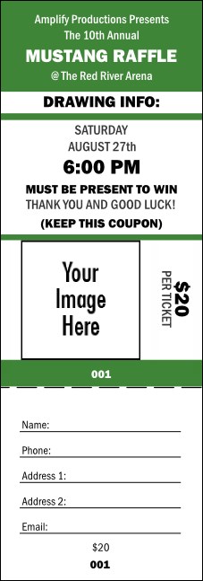 Your Image Raffle Ticket 001 (Green) Product Front