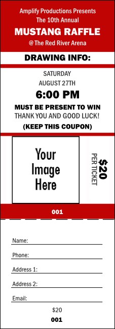 Your Image Raffle Ticket 001 (Red) Product Front
