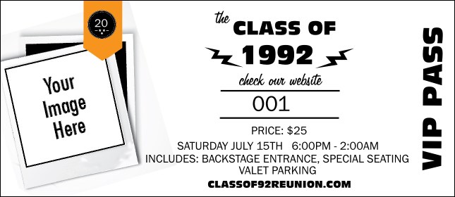 Class Reunion Mascot Orange VIP Pass