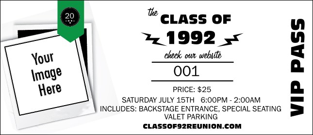 Class Reunion Mascot Green VIP Pass