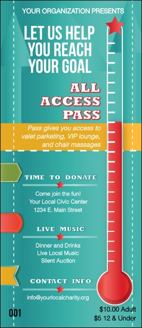 Fundraising Thermometer VIP Pass Product Front
