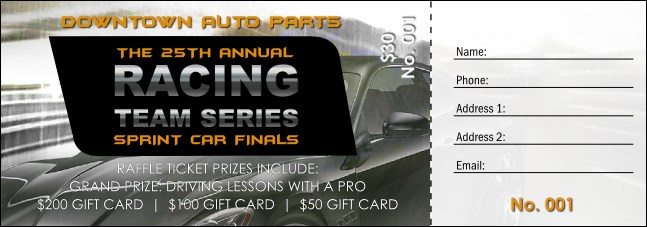 Auto Racing Raffle Ticket