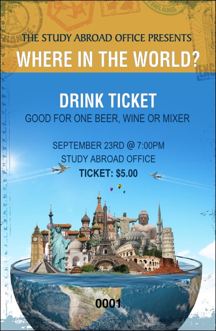 World Travel Drink Ticket Product Front