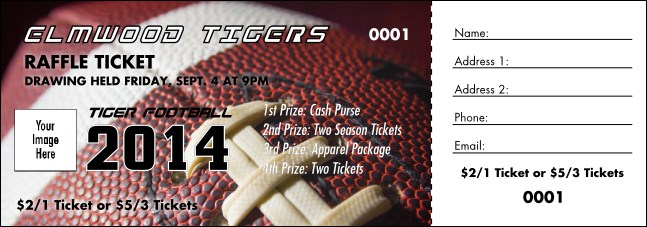 American Football Schedule Raffle Ticket Product Front