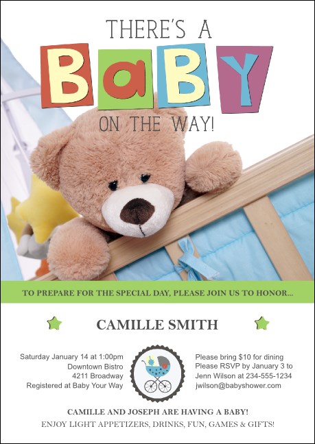 Baby Shower Teddy Postcard Product Front