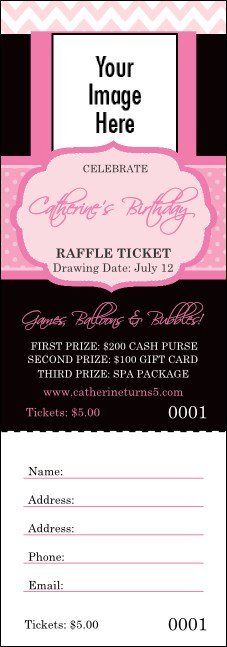 Happy Birthday Chevron Pink Raffle Ticket