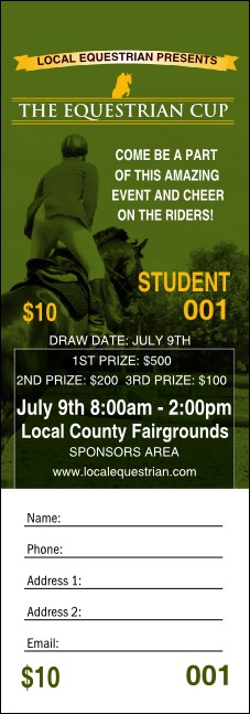 Equestrian Raffle Ticket Product Front