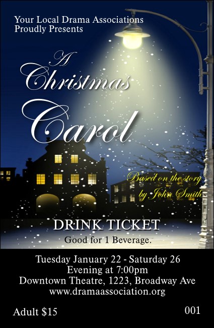 Christmas Carol Drink Ticket Product Front