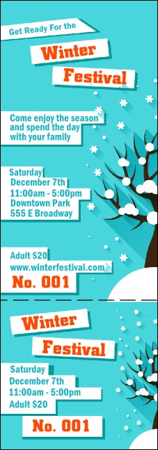 Winter Cut Paper Event Ticket Product Front