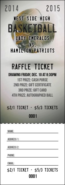 Basketball Schedule Raffle Ticket