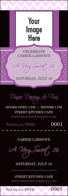 Sweet Sixteen Purple Chevron Event Ticket