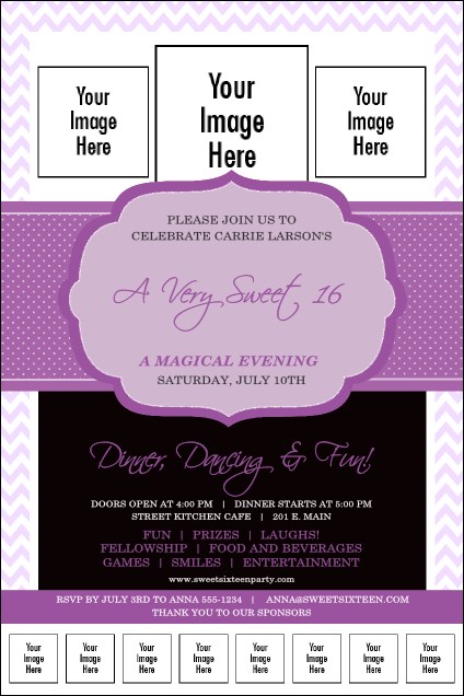 Sweet Sixteen Purple Chevron Logo Poster