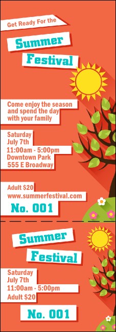Summer Cut Paper Event Ticket Product Front